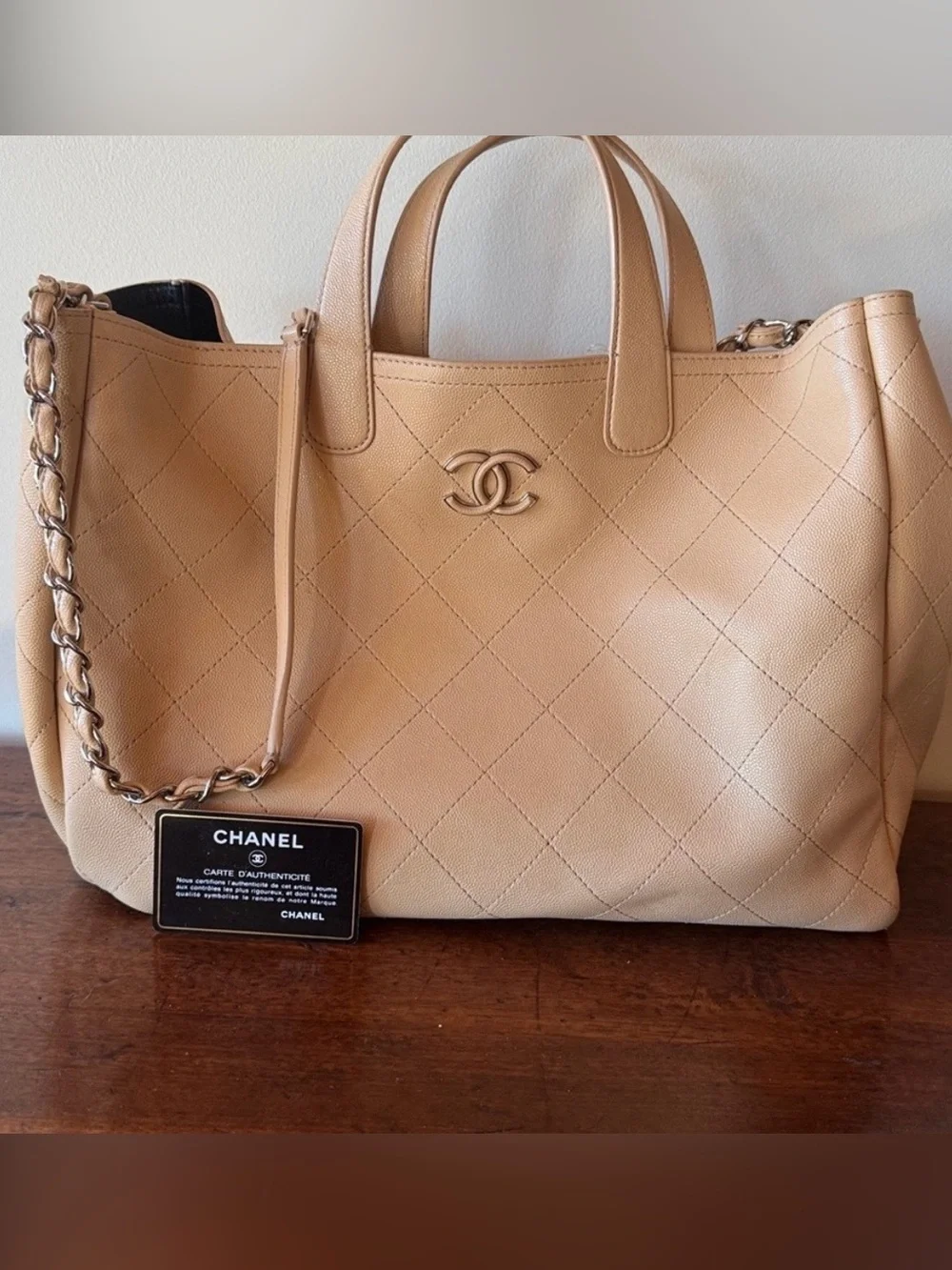 CHANEL Caviar Stitched Large Shopping Tote